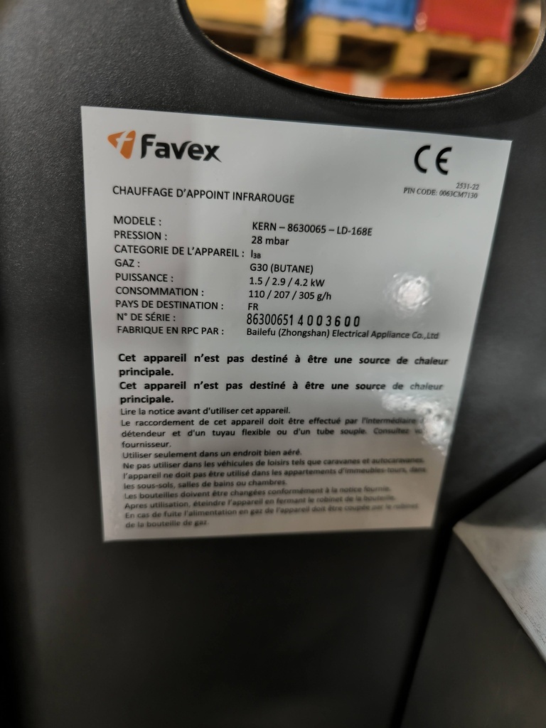 Chauffage radian gaz Favex