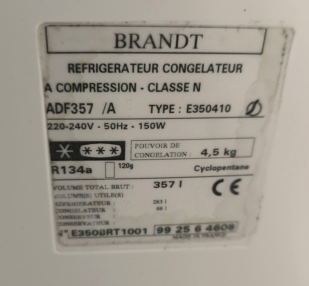 Frigo/Congel Brandt ADF357/A