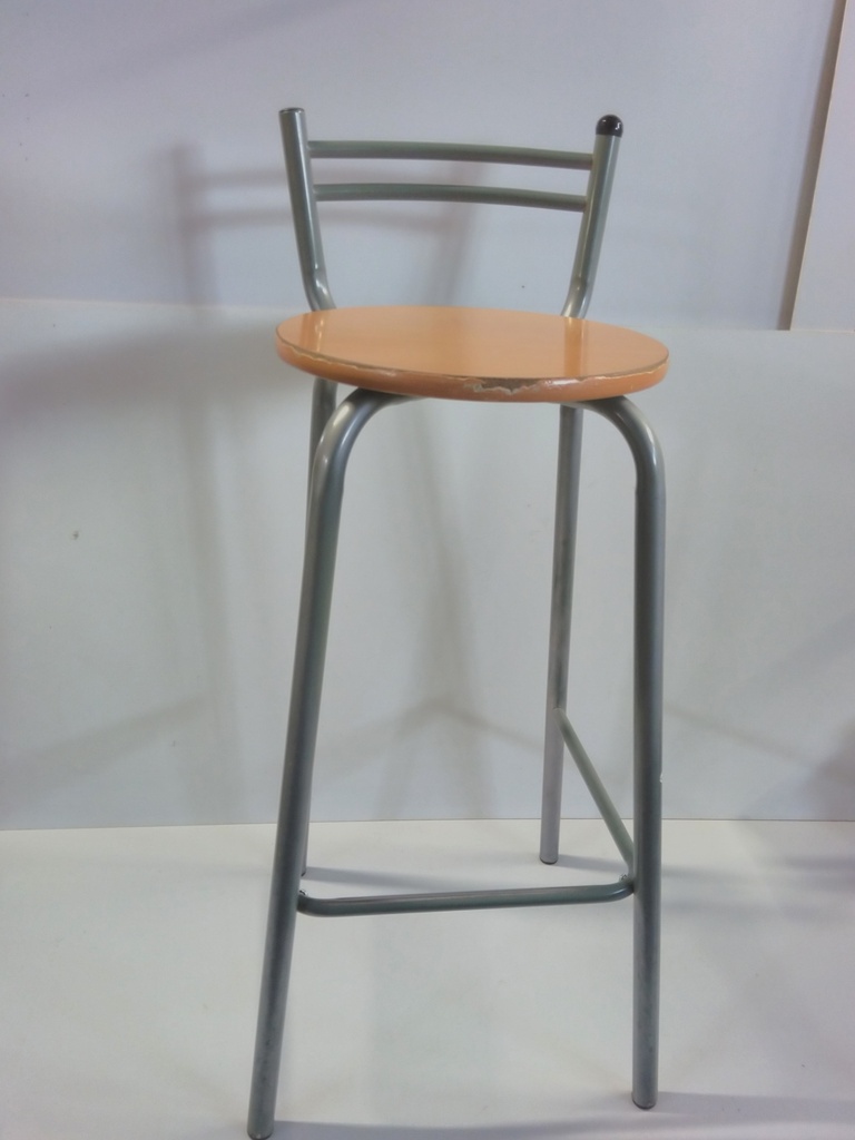 Tabouret métal/bois assise ronde