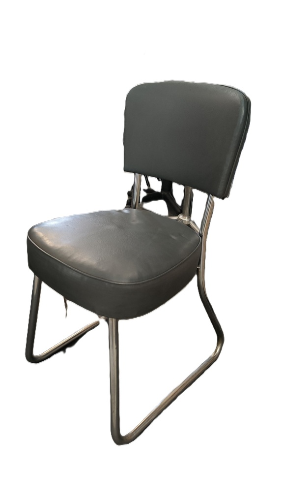 Chaise vintage grise simili cuir